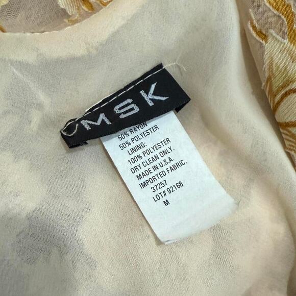 Vintage Y2K MSK Golden Yellow Metallic Floral Draped 3/4 Sleeve Fairycore Top - Picture 8 of 8